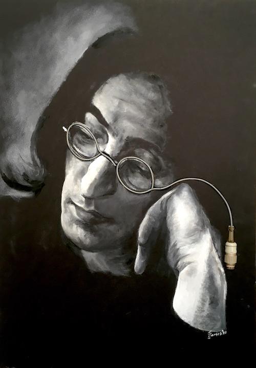 Lennon Wired Tired & Wired art containing microphone leads used during recording of Imagine