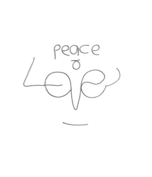 Lennon Wired Peace & Love art containing microphone leads used during recording of Imagine